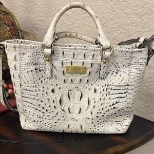 Brahmin Cream Crocodile Embossed Satchel